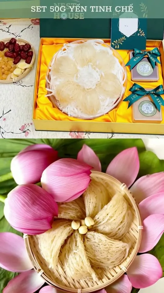 Set yến tinh chế 50g sợi dài làm quà biếu — video The Nest House
