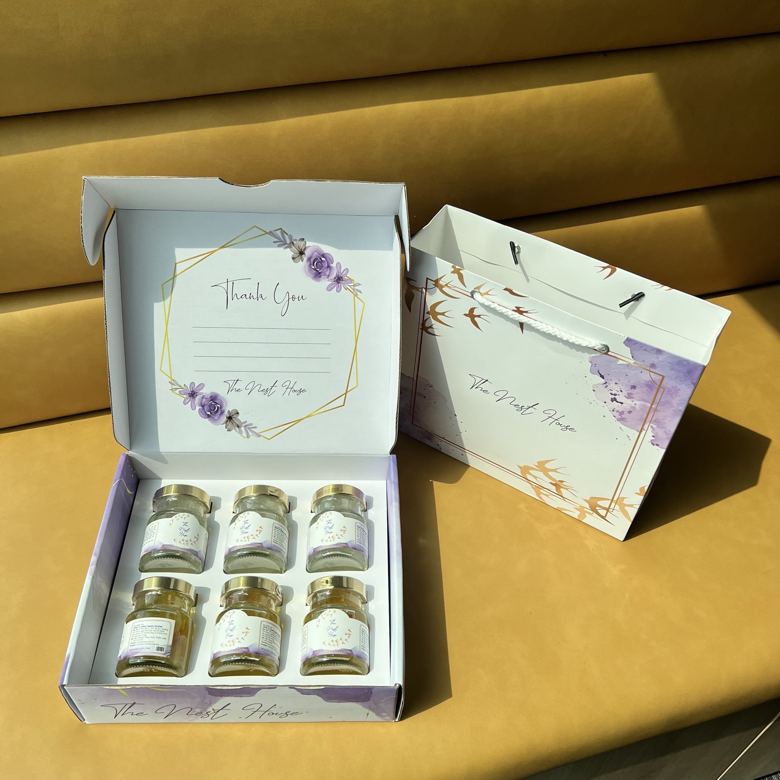 Set 6 hũ yến chưng 30% sợi yến The Nest House kèm hộp túi